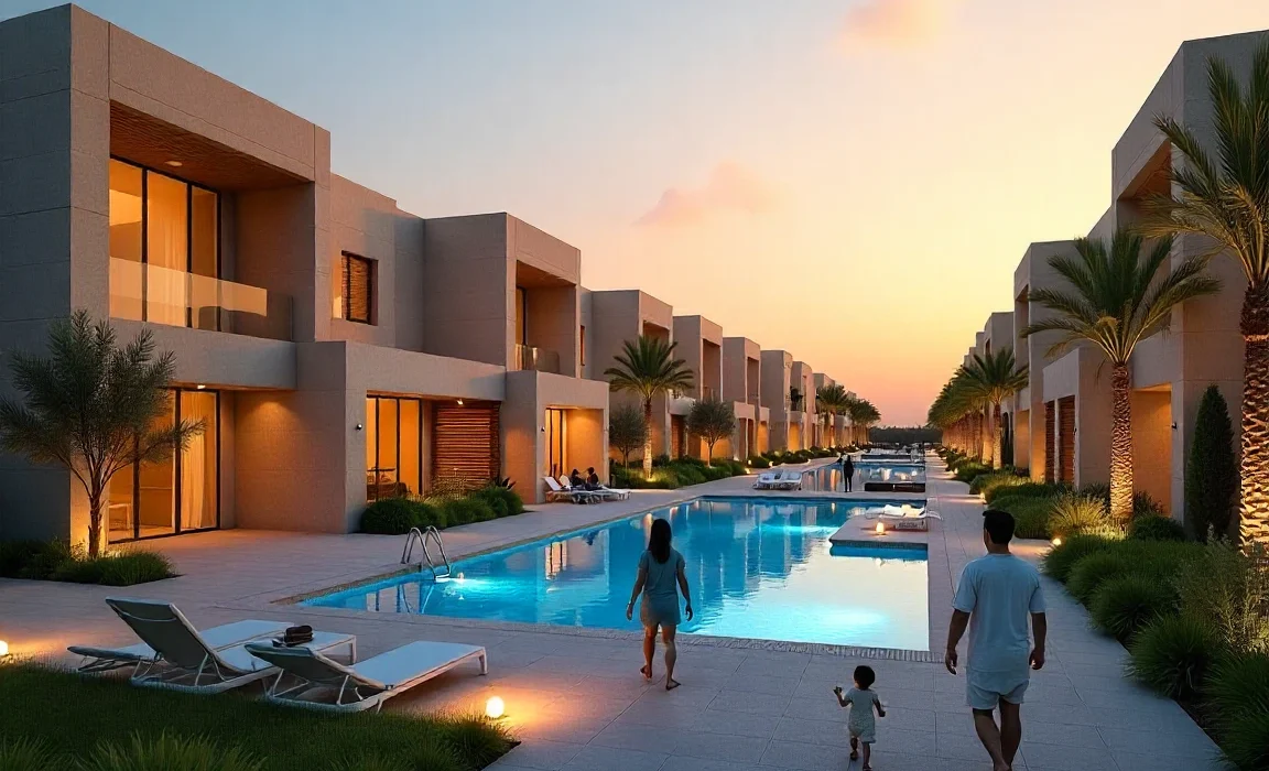 Luxury compound for investment in Sheikh Zayed City, Egypt with modern architecture, green spaces, and premium real estate design.