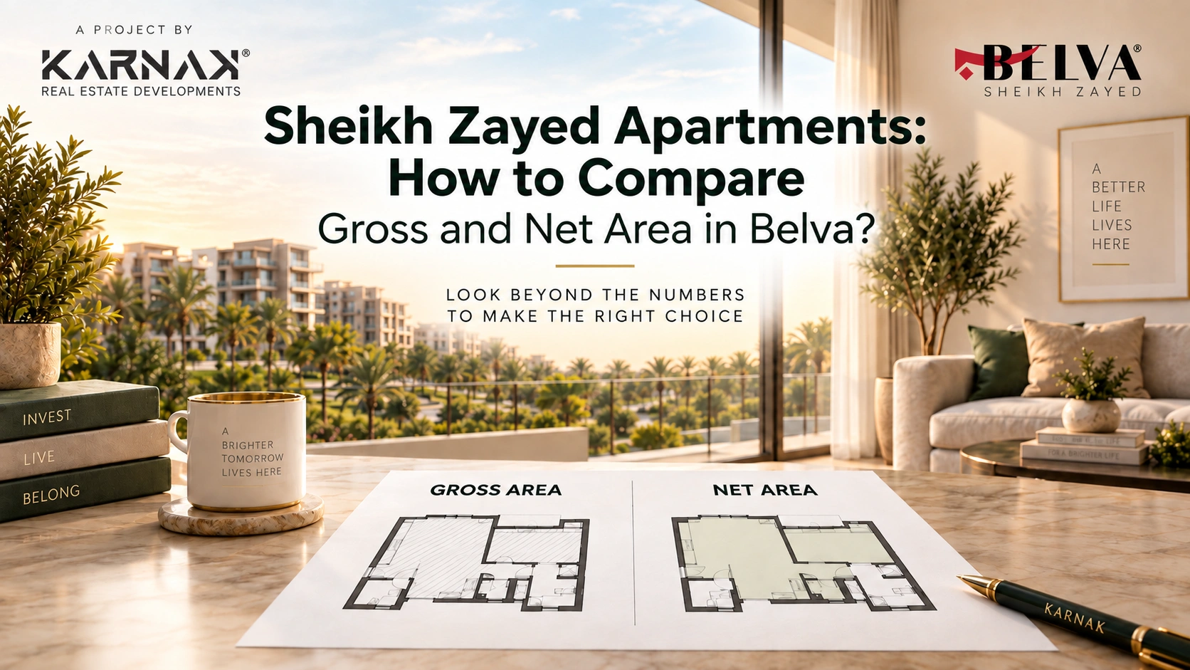 Sheikh Zayed Apartments How to Compare Gross and Net Area in Belva